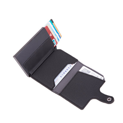 Walvefa FS310 Mens Wallet Card Holder, Pop Up Aluminum Case, Leather, Smart, RFID Blocking, Slim, Minimalist