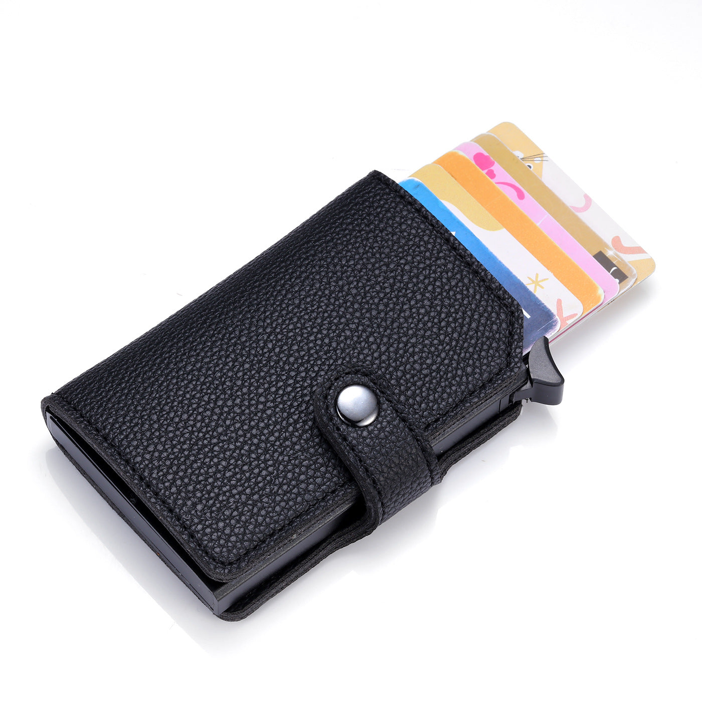 Walvefa FS310 Mens Wallet Card Holder, Pop Up Aluminum Case, Leather, Smart, RFID Blocking, Slim, Minimalist