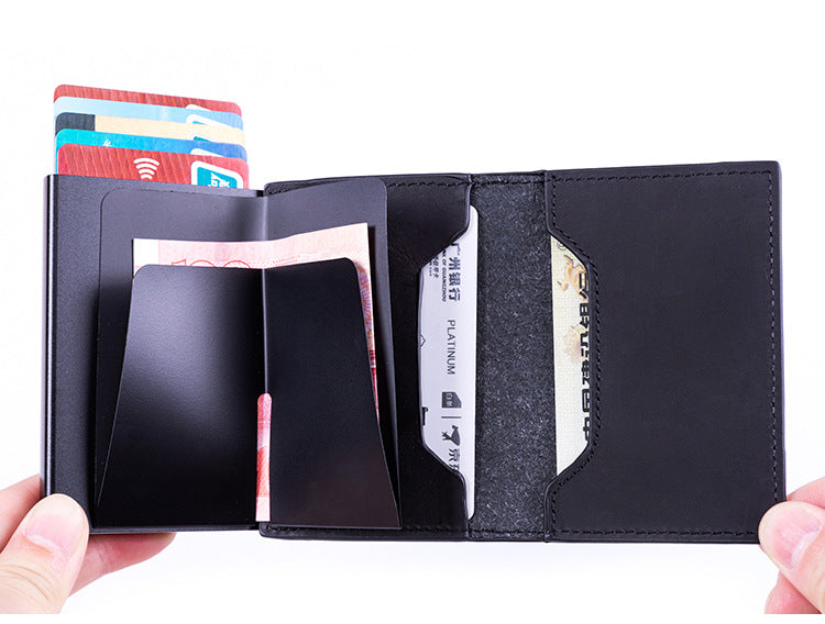 Walvefa FS304 Card Holder Wallet with Coin Pocket Magnetic Closure Pop Up Cards