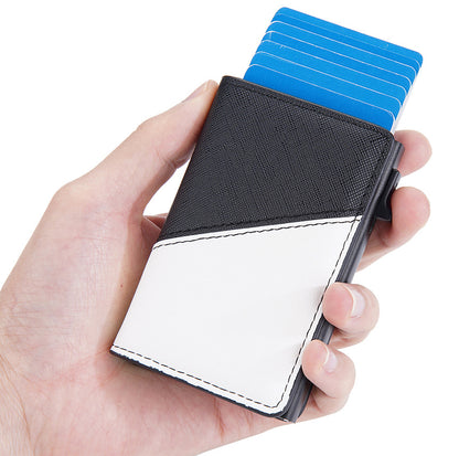 Walvefa FS303A Color-blocked RFID Wallet, Leather Slim Wallet with Money Clip