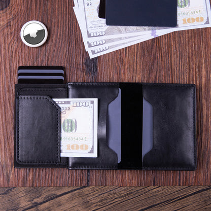 Walvefa FS305 Pop up Card Wallet with AirTag Holder RFID Blocking Credit Card Holder with Banknote Compartment