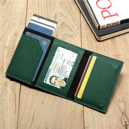 Walvefa FS303B Leather Slim Color-blocked RFID Wallet, Luxurious Card Holder & Minimalist Wallet with Money Clip