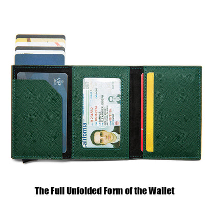 Walvefa FS303B Leather Slim Color-blocked RFID Wallet, Luxurious Card Holder & Minimalist Wallet with Money Clip