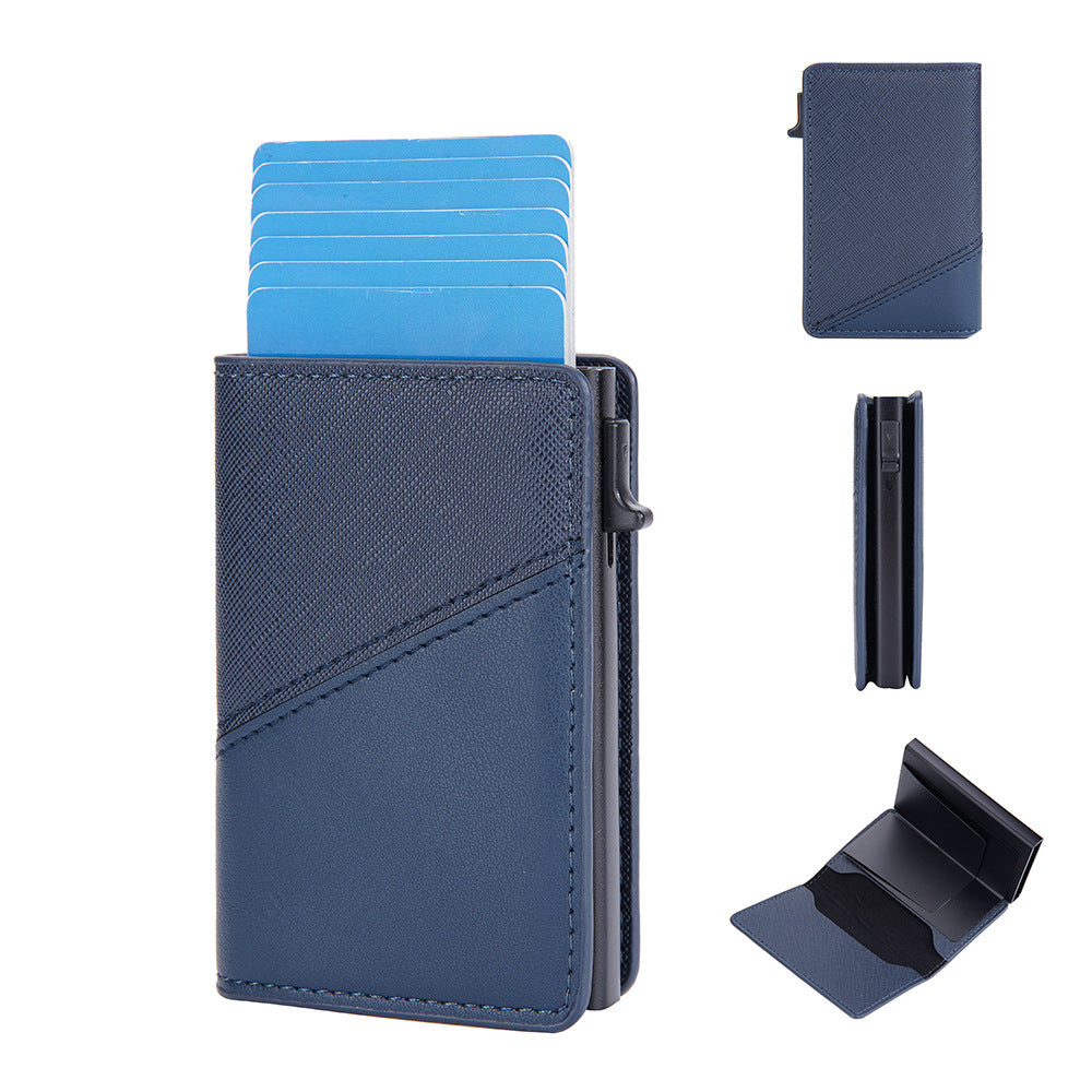 Walvefa FS303A Color-blocked RFID Wallet, Leather Slim Wallet with Money Clip