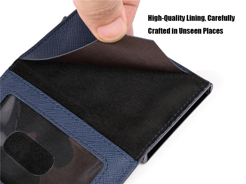 Walvefa FS303B Leather Slim Color-blocked RFID Wallet, Luxurious Card Holder & Minimalist Wallet with Money Clip