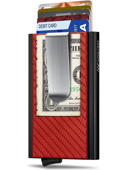 MOSIYEEF FS201A Black Pop Up Stealth Wallet for Men, RFID Blocking Card Wallet for Men with Money Clip