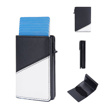 Walvefa FS303A Color-blocked RFID Wallet, Leather Slim Wallet with Money Clip