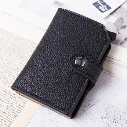 Walvefa FS310 Mens Wallet Card Holder, Pop Up Aluminum Case, Leather, Smart, RFID Blocking, Slim, Minimalist