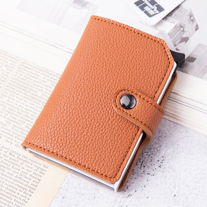 Walvefa FS310 Mens Wallet Card Holder, Pop Up Aluminum Case, Leather, Smart, RFID Blocking, Slim, Minimalist