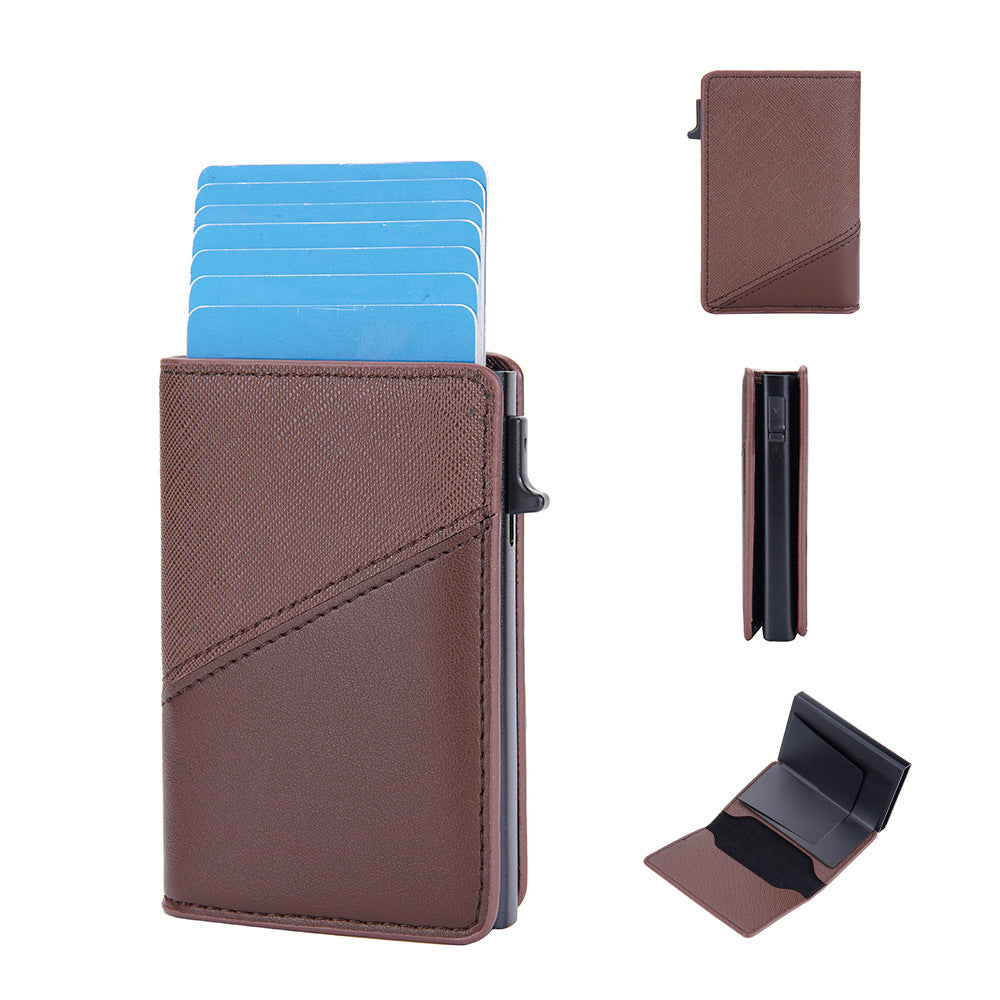 Walvefa FS303A Color-blocked RFID Wallet, Leather Slim Wallet with Money Clip