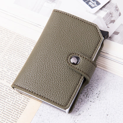 Walvefa FS310 Mens Wallet Card Holder, Pop Up Aluminum Case, Leather, Smart, RFID Blocking, Slim, Minimalist