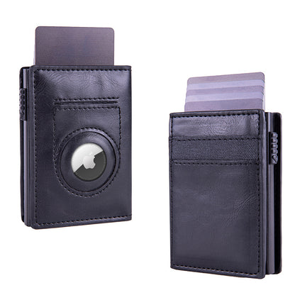 Walvefa FS305 Pop up Card Wallet with AirTag Holder RFID Blocking Credit Card Holder with Banknote Compartment