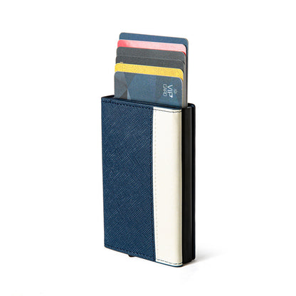 Walvefa FS303B Leather Slim Color-blocked RFID Wallet, Luxurious Card Holder & Minimalist Wallet with Money Clip