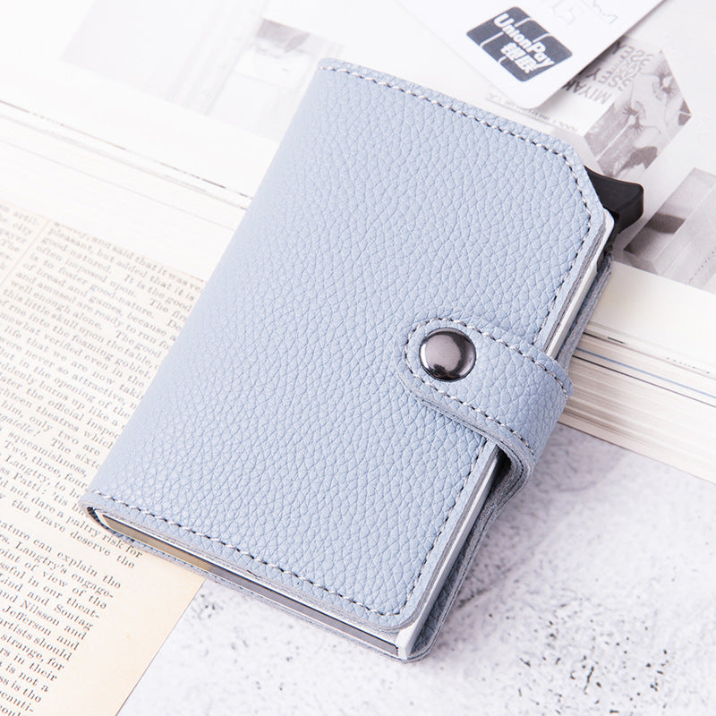 Walvefa FS310 Mens Wallet Card Holder, Pop Up Aluminum Case, Leather, Smart, RFID Blocking, Slim, Minimalist