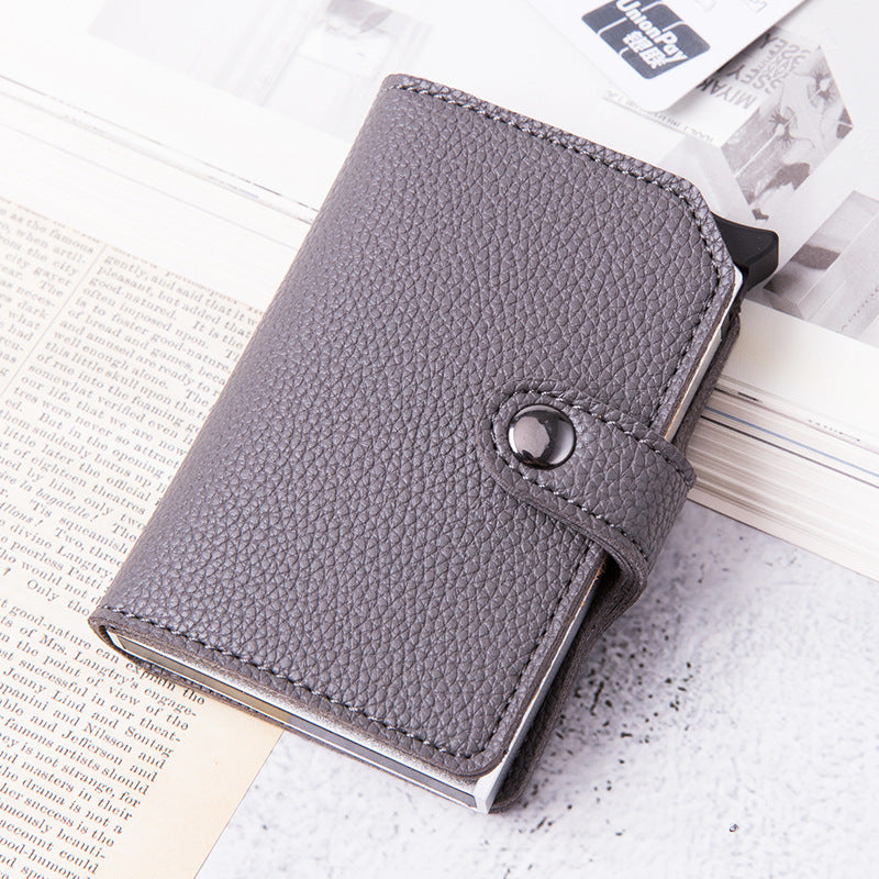 Walvefa FS310 Mens Wallet Card Holder, Pop Up Aluminum Case, Leather, Smart, RFID Blocking, Slim, Minimalist